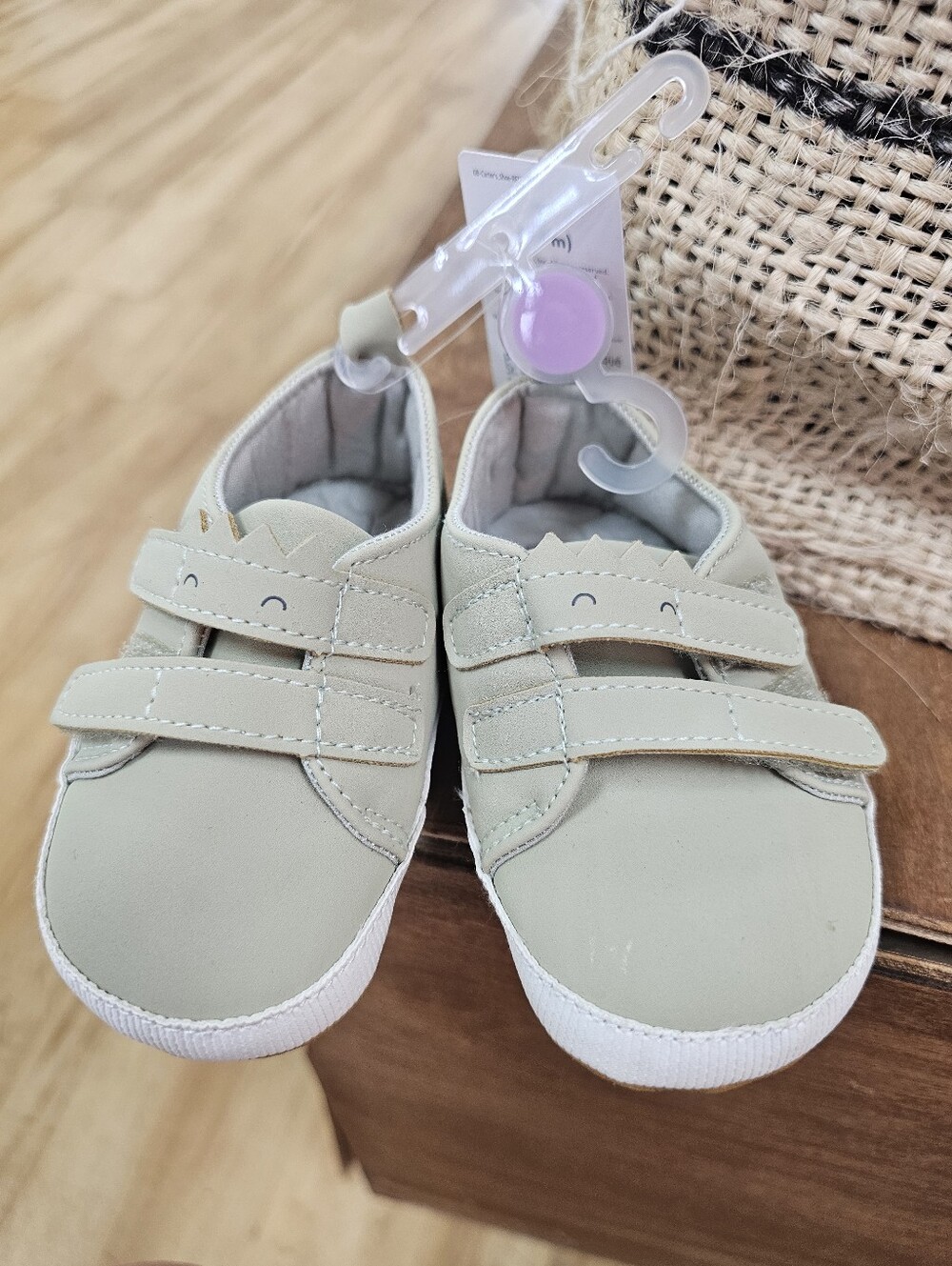 Carter's Light Sage Monster Velcro Toddler Sneakers